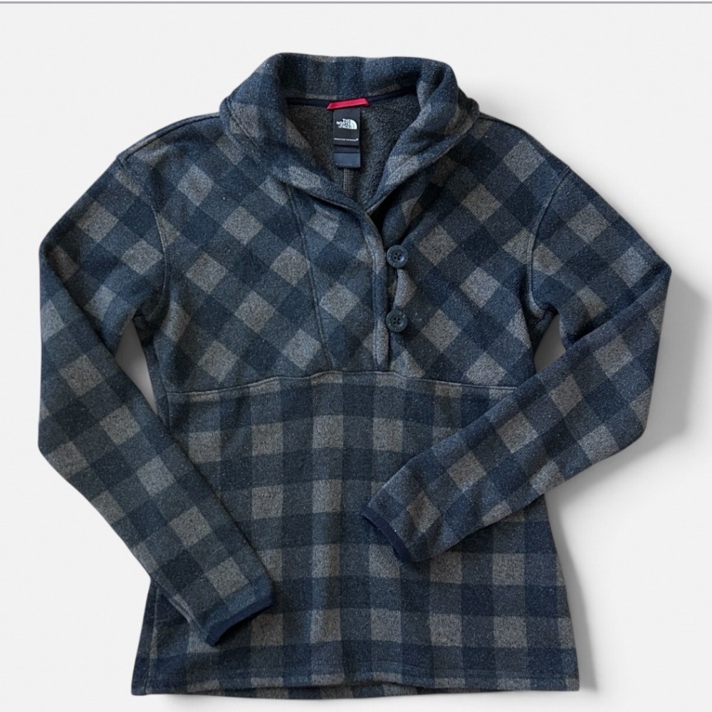 The North Face Women's S Buffalo Plaid Cabincore Fleece Shawl Collar Pullover